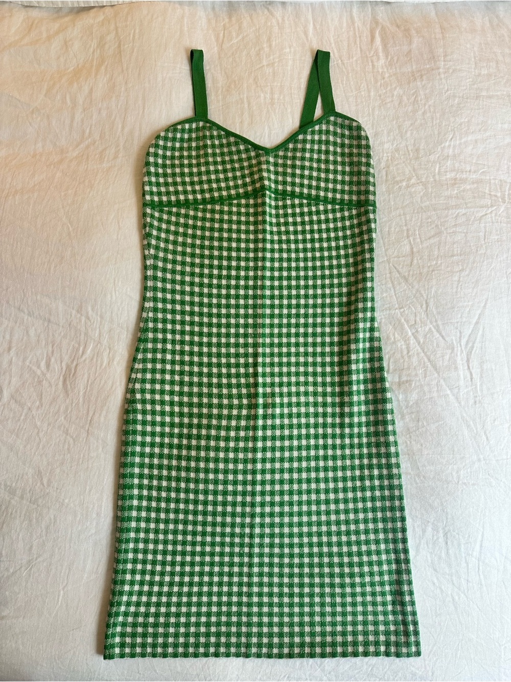 Maeve Green and White Gingham Midi Dress
